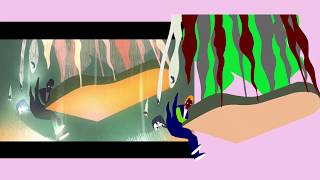 2D animation before and after compositing comparison on Jamie Cullum's 'Age of Anxiety' music video.