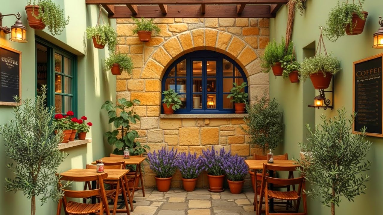 Soft Jazz in a Small Front Yard Cafe – Beautiful Garden Ambience for Work, Study & Relax