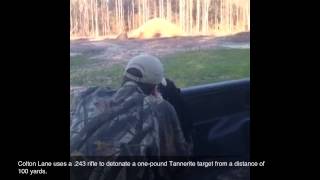 Rifle bullet explodes tannerite target