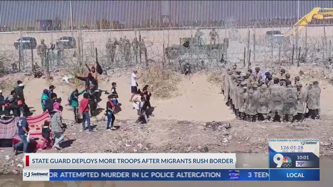 Tensions at border between migrants, Texas National Guard - YouTube