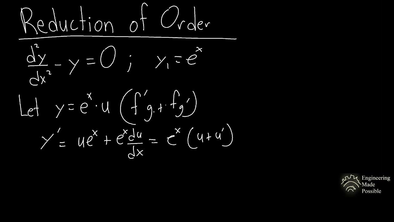 Reduction of Order Differential Equations YouTube