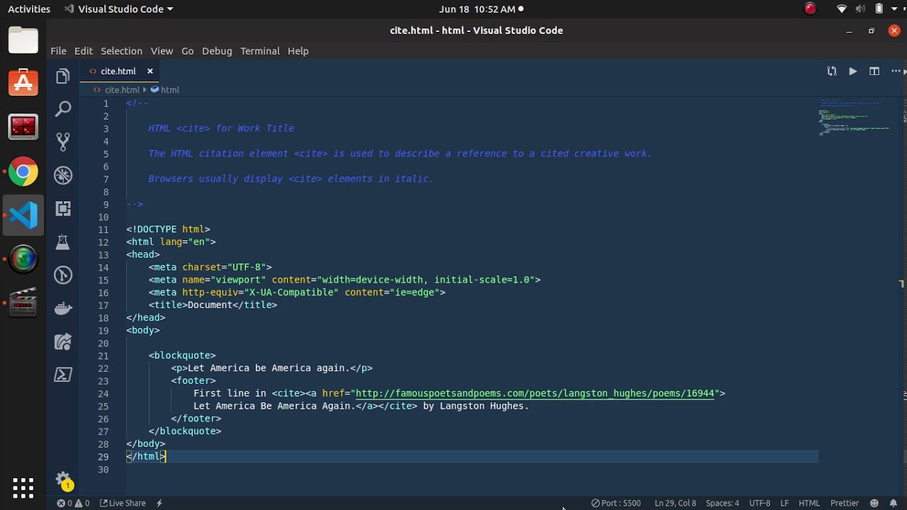 HTML: cite element - YouTube
