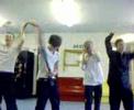 Timmons, Gav, Dec, Kieran and Chris doing the YMCA in school