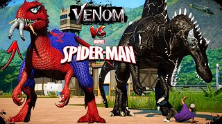 OMG… New Suite! VENOM Spinosaurus vs SPIDER-MAN, Hulk & Carnage  Superhero PRO Dinosaurs Fight!