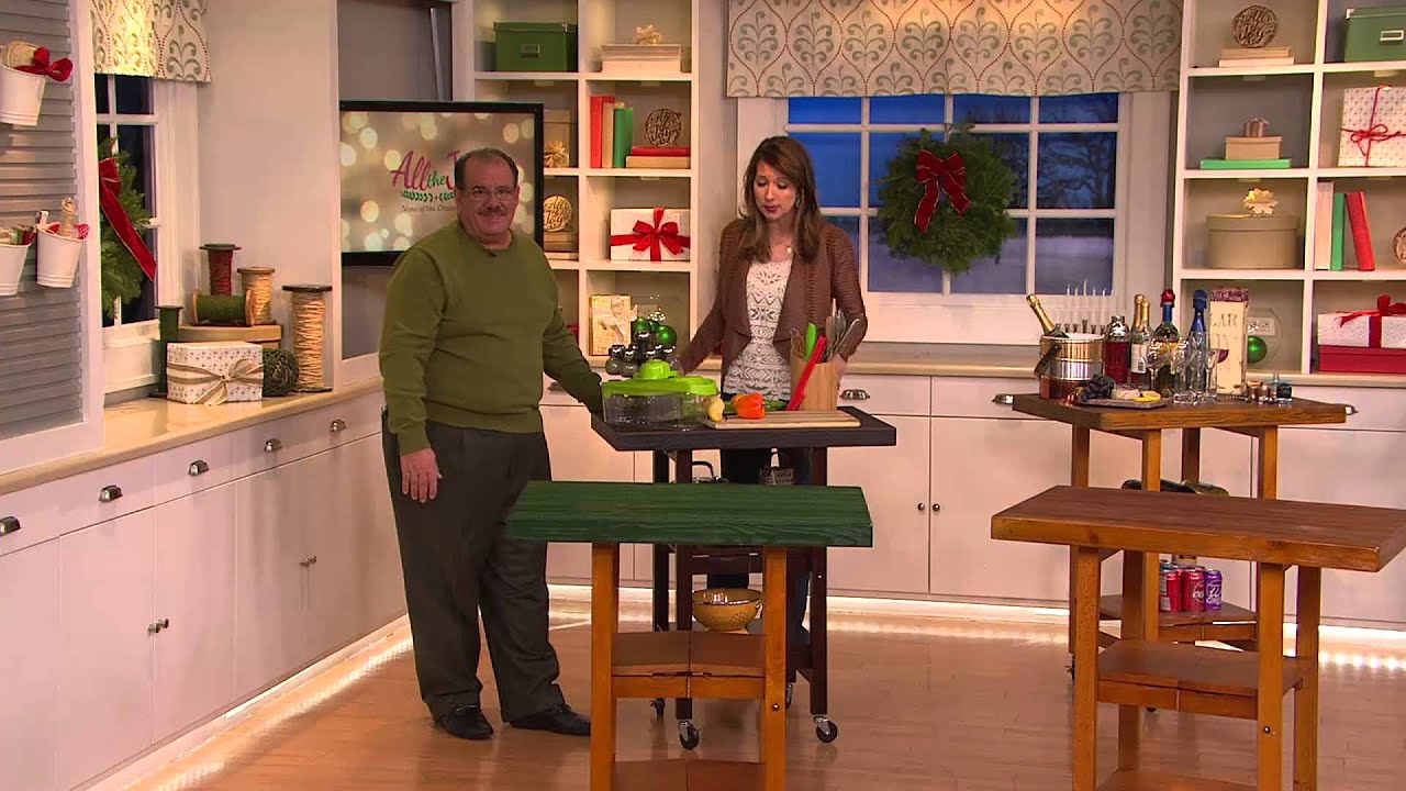 Folding Island Kitchen Cart with Hand Brushed Textured Top with Jennifer Coffey