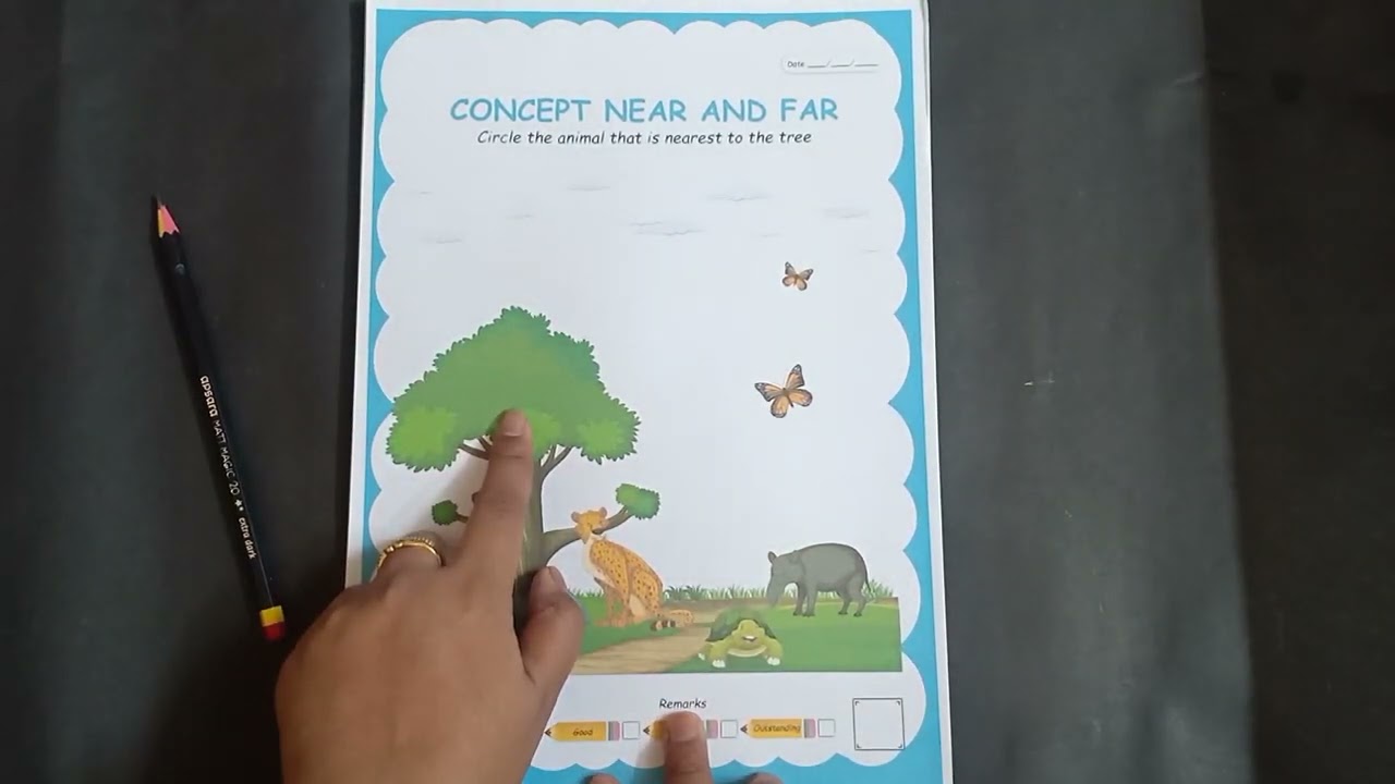 Nursery Worksheet || Learn Concept near & far || Circle the animal close to the tree