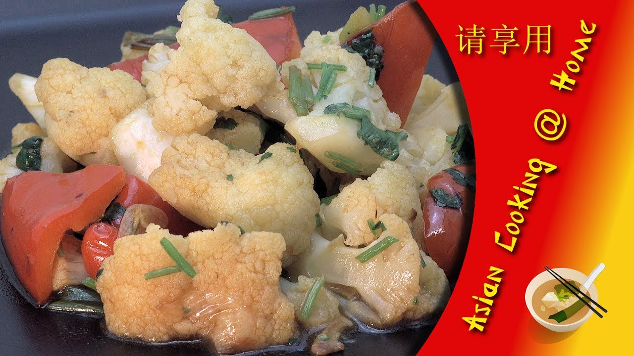 Cauliflower and red bell pepper stir fry
