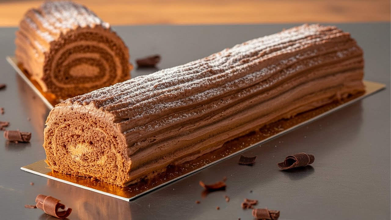 Bûche de Noël roulée au chocolat - pâtissier professionnel