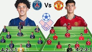 PSG Vs Manchester United Potential Head To Head Line up in Friendly Match Season 2026/2027