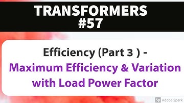 TRANSFORMER #57-EFFICIENCY ( PART 3 ) Maximum Efficiency & Change with respect to Power Factor