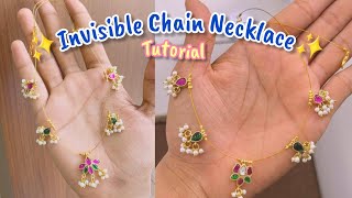 Invisible Chain Necklace Tutorial | DIY Trending Kundan Necklace #trending