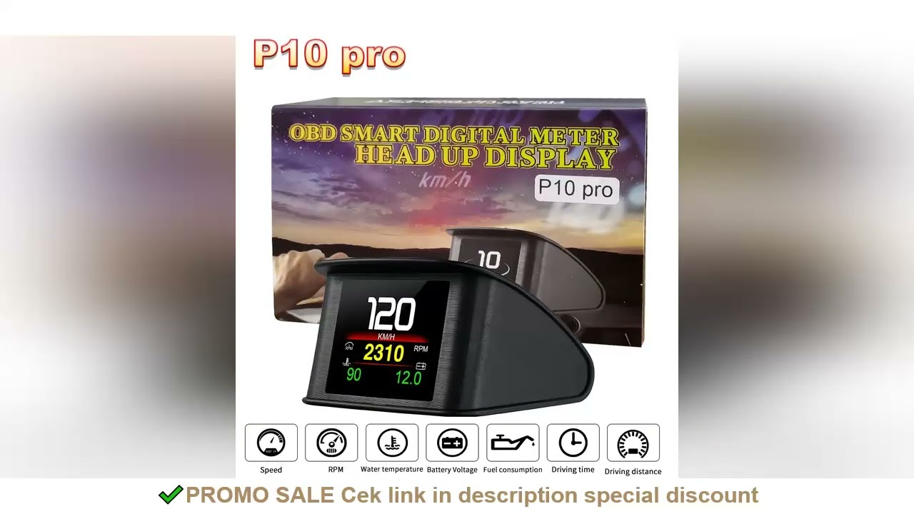 P10 Pro Head Up Display On-board Computer Car Digital OBD2 Mileage OBD Driving Computer Display Spee