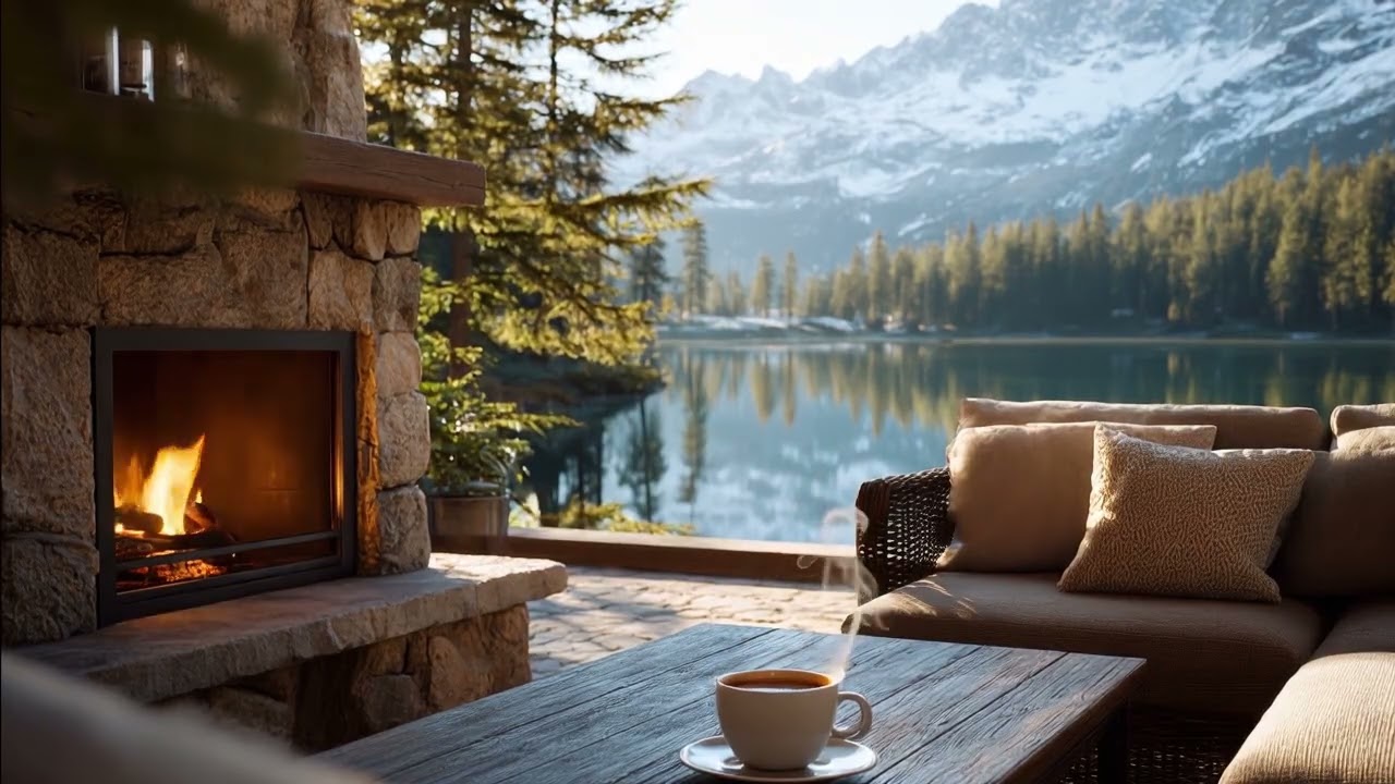 Jazz by the Fireplace at a Mountain Lake — Beautiful Voice & Relaxing Music