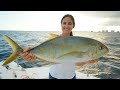 Giant Yellow Jack Caught Snapper Fishing!! Catch Clean and Cook Family Dinner!