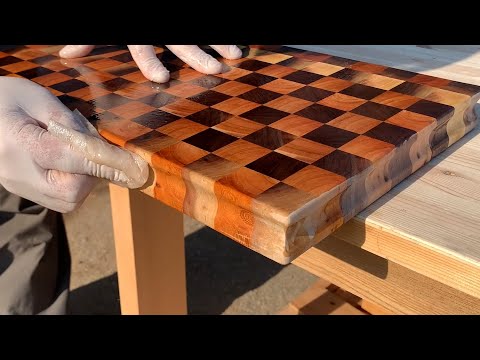 Walnut &amp;amp; Zelkova End Grain Cutting Board /Woodworking