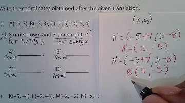 Math with Marilyn-Writing the coordinates obtained from given translations