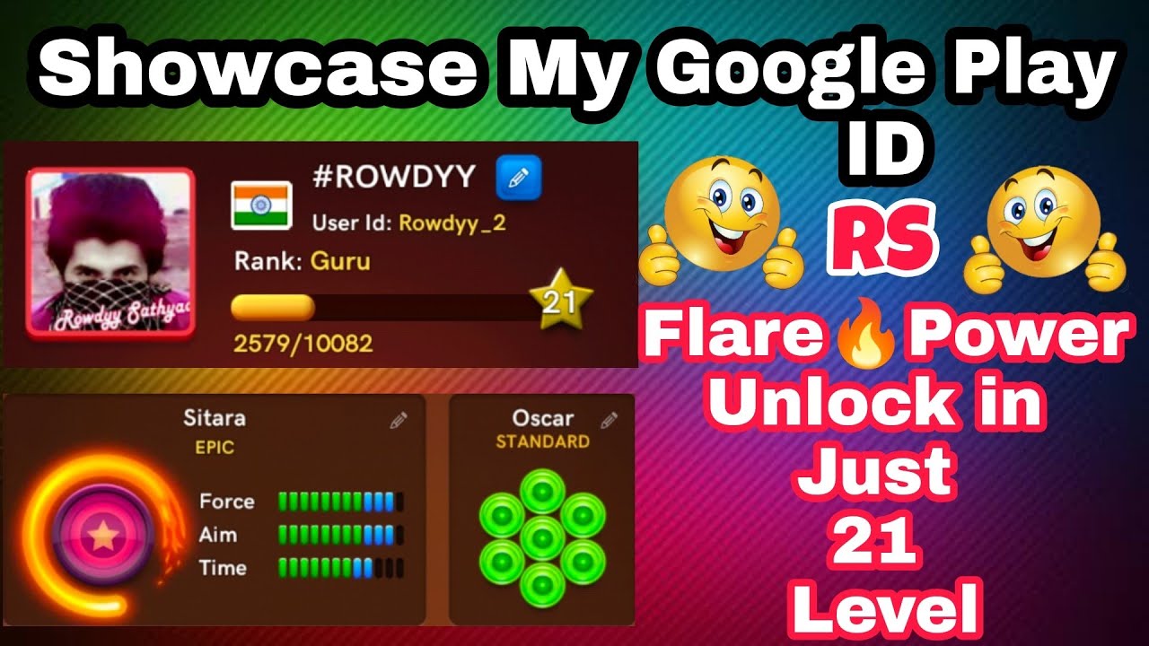 👀 Showcase My Google play Carrom id 😍 Flare power unlock 🔐 in Just 21 Level 🔥 Carrom pool Miniclip