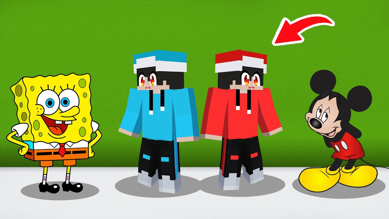 ماين كرافت لكن انا وجمسه الشرير مقلبنا سبونج بوب وميكي ماوس !!؟ 😱🔥