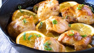 Orange Glazed Skillet Chicken Thighs