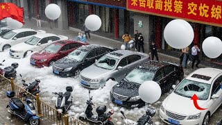 Natural Disaster Causes Chaos in China: Massive Hail Storm Hits Beijing, Shatters Car Glass