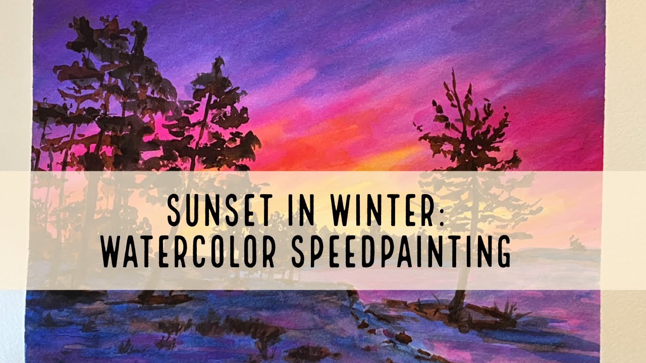 Winter Sunset: Watercolor Speedpainting - YouTube