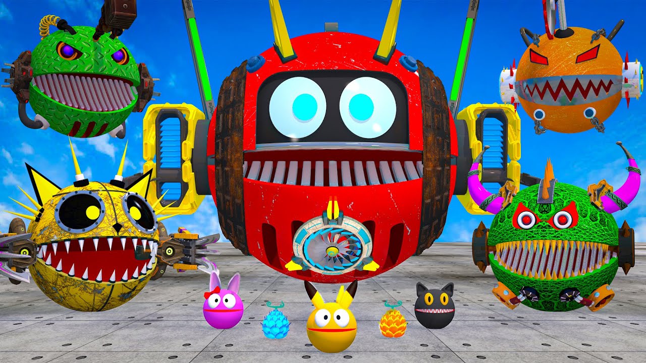 WOW! The magical pineapple helps ROBOT PACMAN defeat BLACK MONSTER PACMAN 