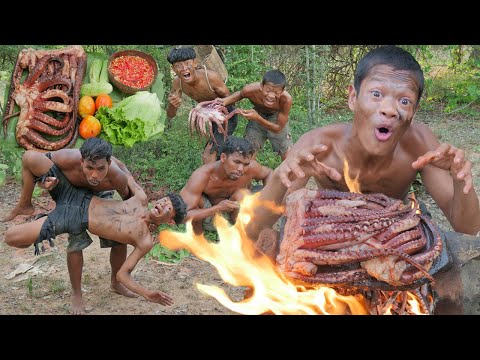 primitivetechnology- cooked Octopus hand Recipe onarock cc #00036