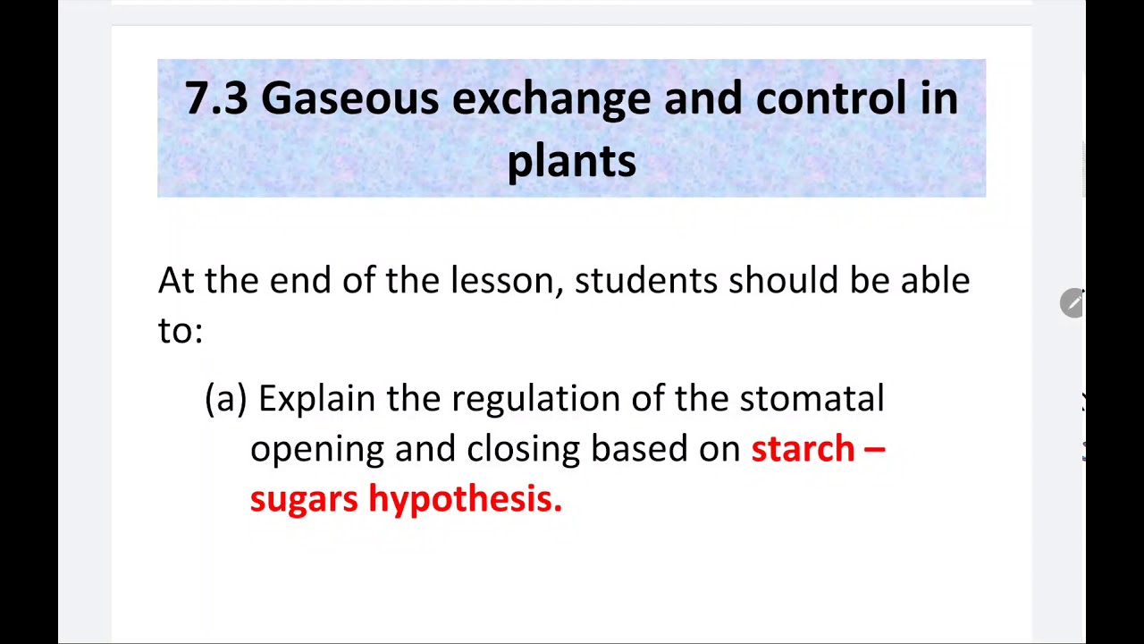 7.3 Regulation of stomata opening and closing based on starch sugars