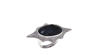 Margo Manhattan Black Onyx and White Topaz Ring