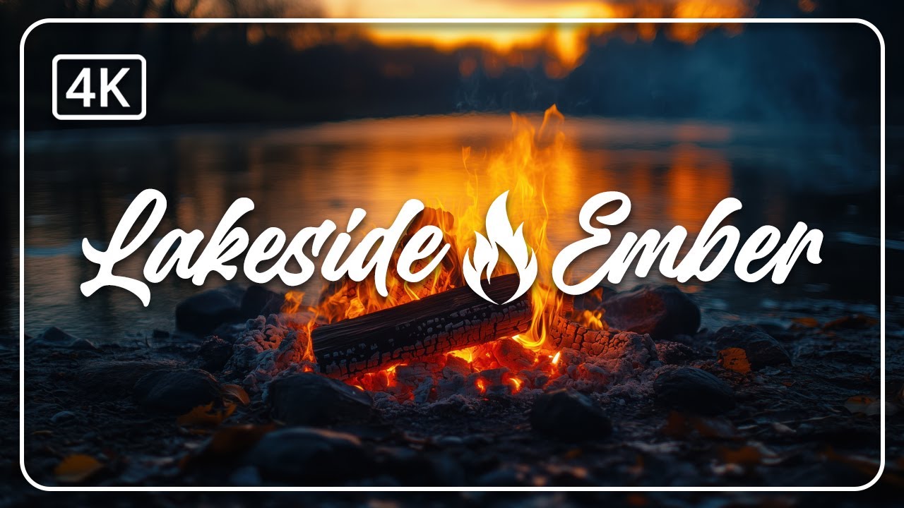 24/7 🔥 Lakeside Ember | Crackling Campfire Sounds by the Water | Ad-Free