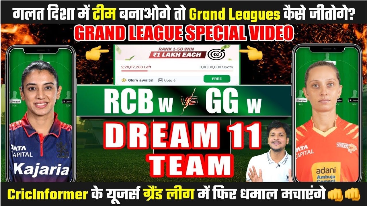 GG w vs RCB w Dream11 Team Today Prediction: Playing11, Stats, Analysis 