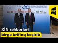 Azərbaycan və Türkiyə XİN rəhbərləri birgə brifinq keçirib