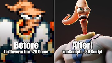 Sculpting My Childhood Game - Earthworm Jim | Blender 3D Timelapse