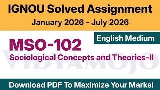 IGNOU MSO 102 Solved Assignment 2026 English Medium PDF Download | MASO: MA Sociology First Year
