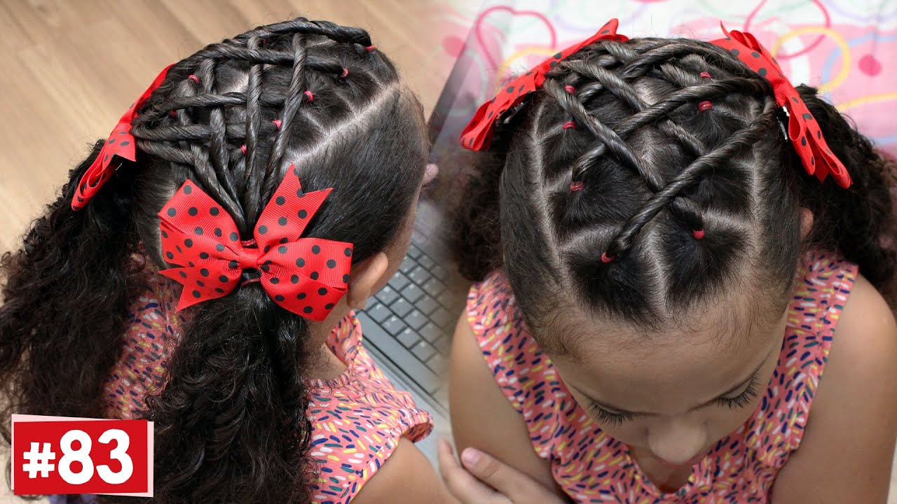 Penteado Infantil Fácil Cabelo Cacheado PRESO com Liguinhas Silicone #83 I SreSramartinez