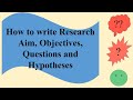 How to write research aim objectives questions and hypotheses