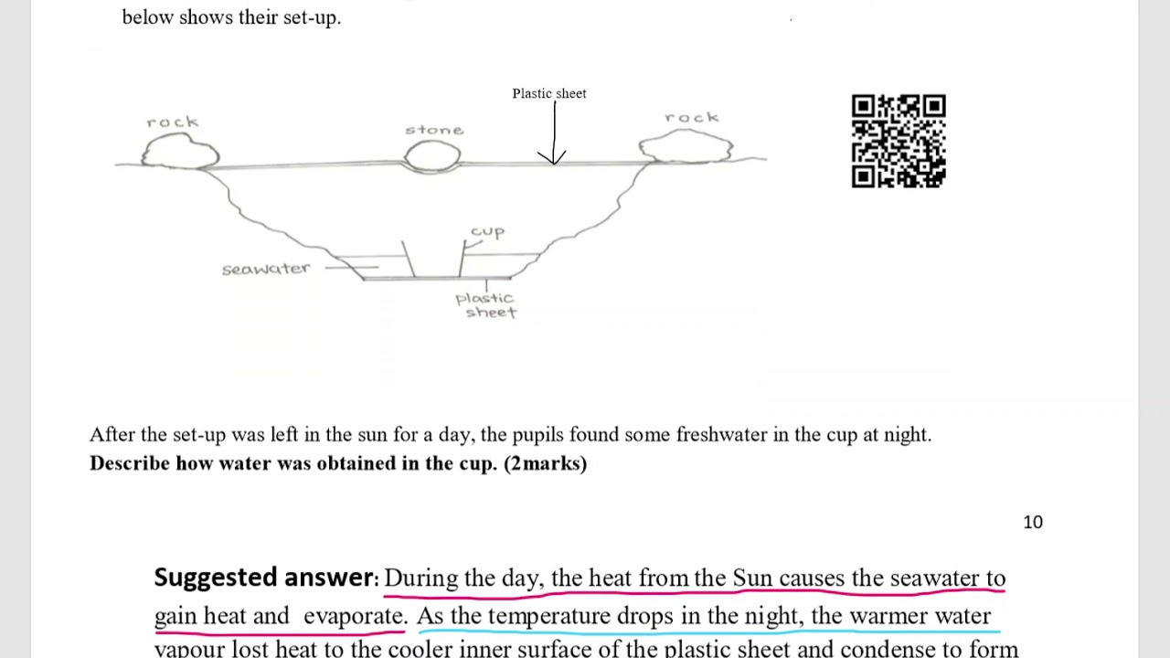 Evaporation and Condensation PSLE Science OE Question YouTube