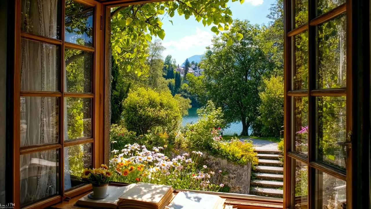 Open Window to a Spring Lake 🌿 Morning Birds & Lake Ambience Sounds for Calm, Work, Study or Relax
