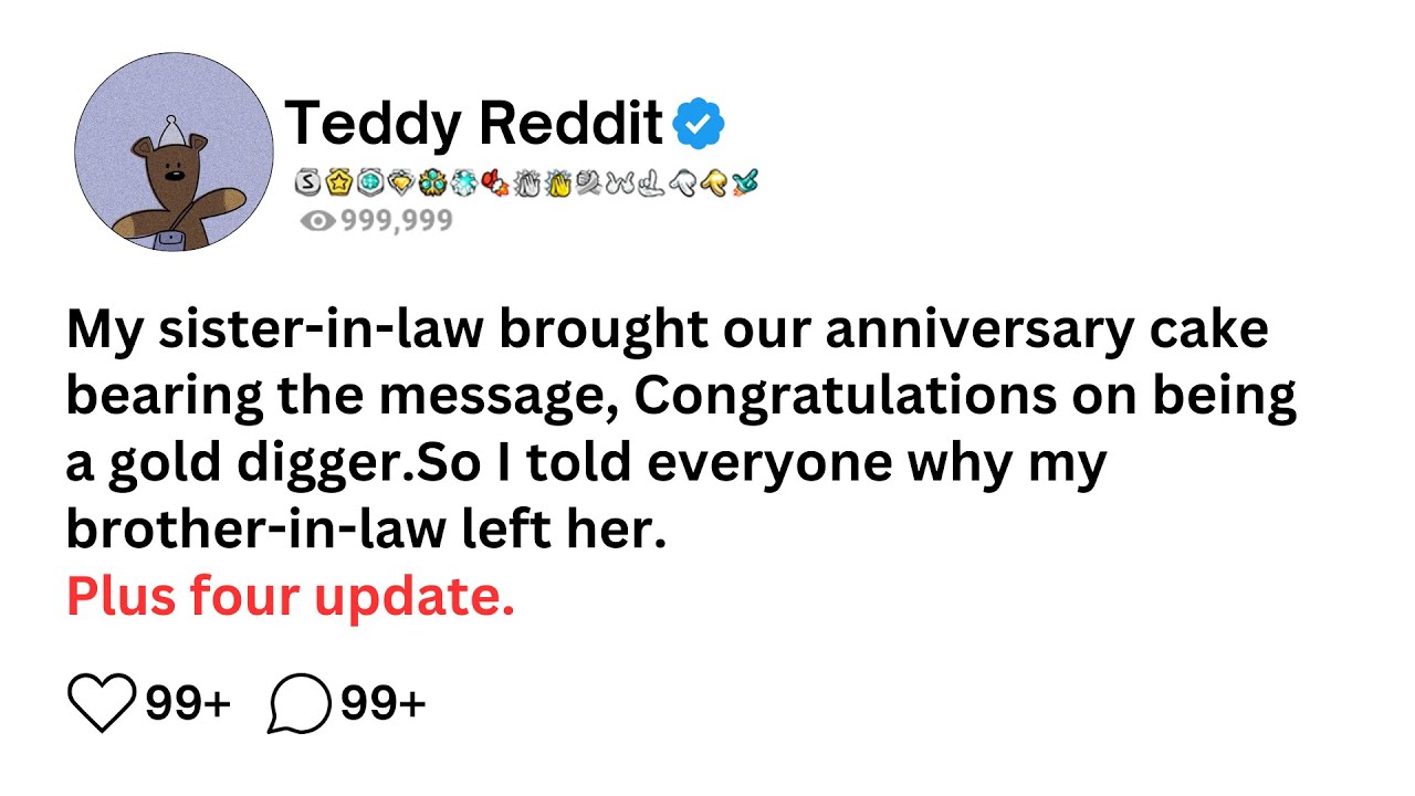 My sister-in-law brought our anniversary cake bearing the message, Congratulations on being a gold..