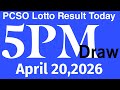 Lotto Result Today 5pm Draw April 20, 2026 Swertres Ez2 PCSO LIVE