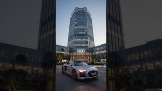 “AUDI  HEAD OFFICE” — iconic Audi corporate headquarters, futuristic premium architecture