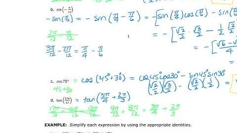MATH&142 Section 7.2 -Sum and Difference Identities