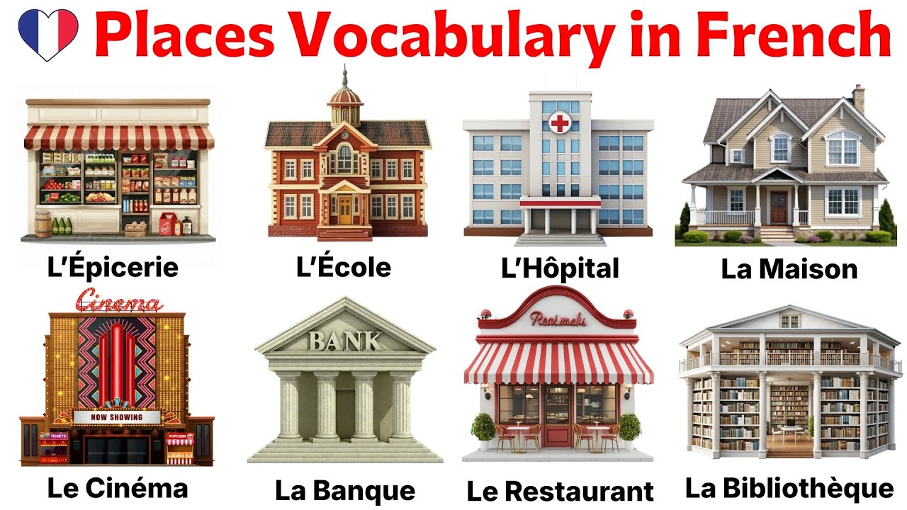 Places Vocabulary in French | Places in the City | Parts of the City | Learn French Vocabulary