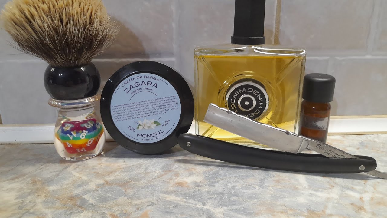 Yaki brush lucky dice mondial shaving cream  wm frankturth hard wara co straight razor denim asl 