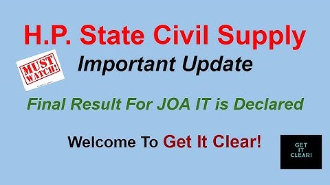 HP State Civil Supply | Final Result for JOA IT is Announced For various Categories | Must Watch.