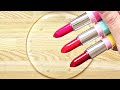 Satisfying Slime Coloring with Lipstick, Lip Balm +Glitter Eyeshadow! Mixing Makeup into Clear Slime