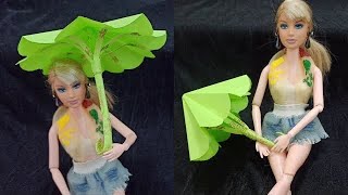 How to make a Paper Umbrella that Open and Close for Barbie Doll : Umbrella for Barbie