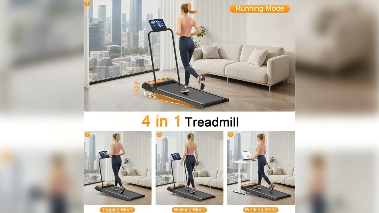 HOELLL Treadmills for Home Small with 0%-8% Incline and APP Sync