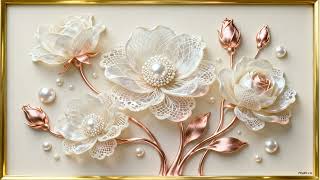 Luxury Delicate 3D Floral Bloom Artwork | 2 Hour Golden Frame TV Art | 4K Calm View screenshot 1