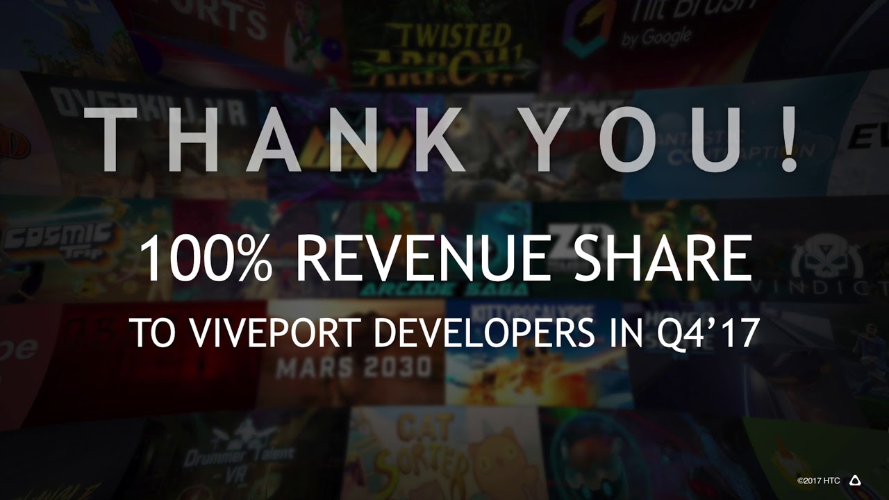 gaming logo Viveport Announces 100% Revenue Return for Developers in Q4 2017 at VRDC 2017
